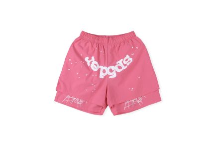 Sp5der Logo Shorts Pink