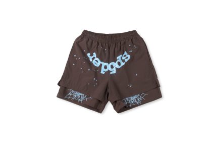 Sp5der OG Web Double Layer Brown Shorts
